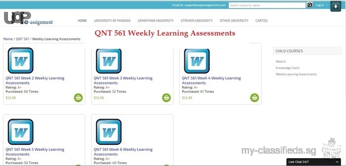 QNT 561 Weekly Learning Assessment Through UOP E Assignments