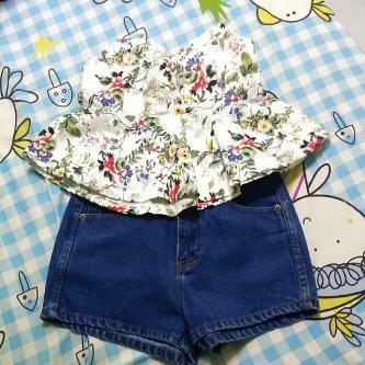 Brand New Flora Spaghetti Top with High Waist Short