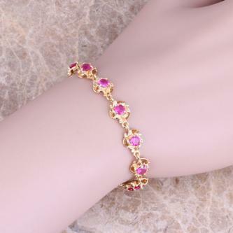 Brand new, red ruby 18K gold filled bracelet