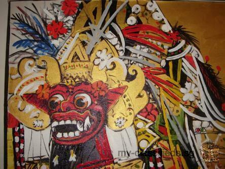 BARONG DANCER' PAINTING oil on canvas by BALI artist AGUS 2013