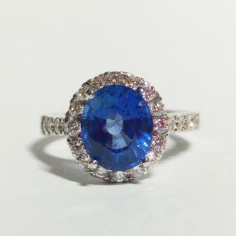 Blue Sapphire Ring with Diamond Accents