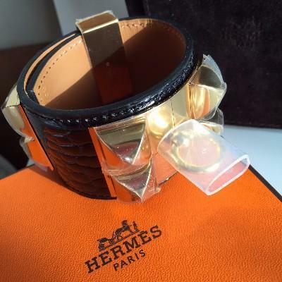 Hermes Black Alligator Collier de Chien (CDC) Gold Hardware